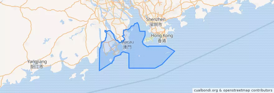 Mapa de ubicacion de Zhuhai City.