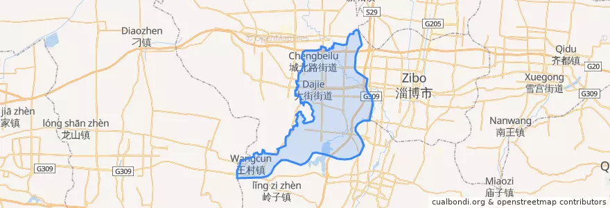 Mapa de ubicacion de Zhoucun District.