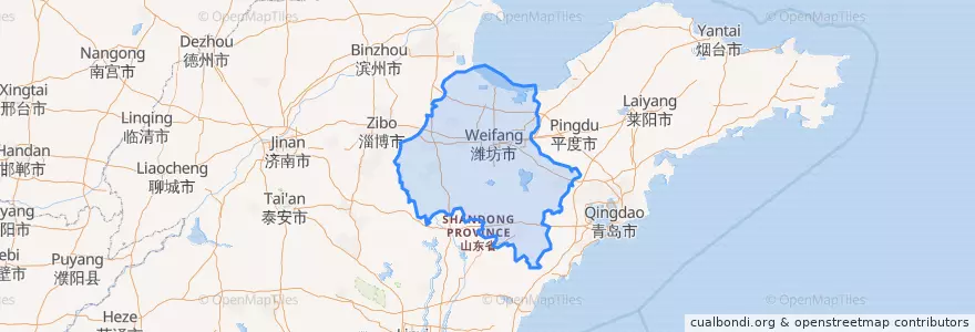 Mapa de ubicacion de Weifang City.