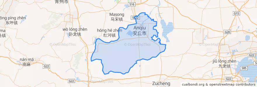 Mapa de ubicacion de Anqiu City.