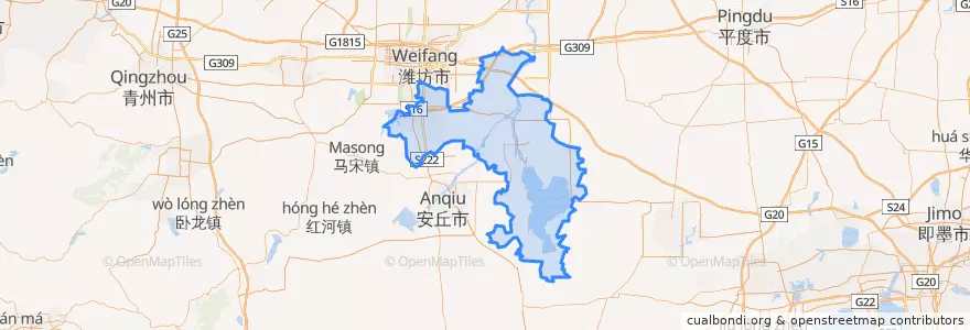 Mapa de ubicacion de Fangzi District.