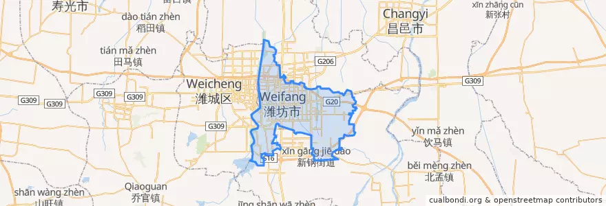 Mapa de ubicacion de 奎文区 (Kuiwen).