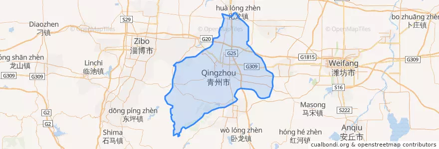Mapa de ubicacion de Qingzhou City.