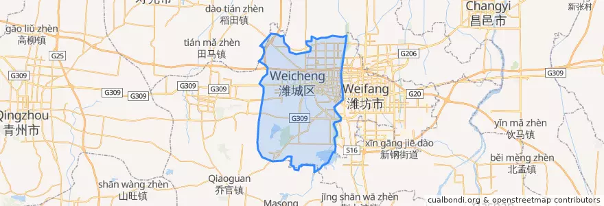Mapa de ubicacion de 潍城区.
