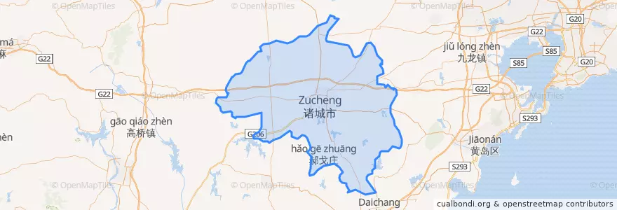 Mapa de ubicacion de Zhucheng City.