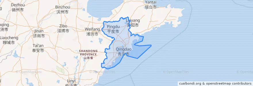 Mapa de ubicacion de 青岛市.
