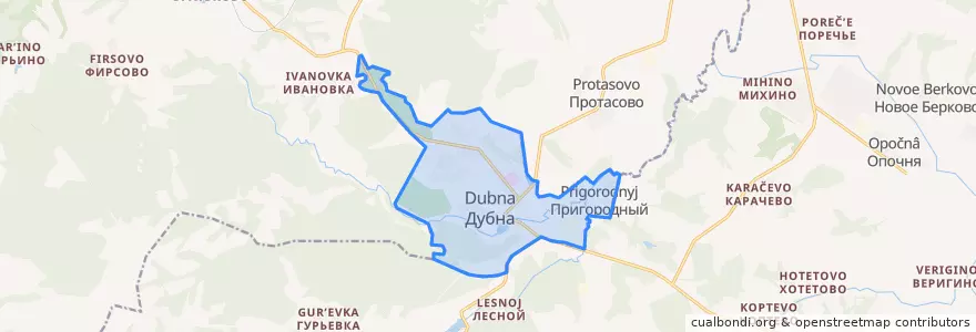 Mapa de ubicacion de городское поселение Дубна.