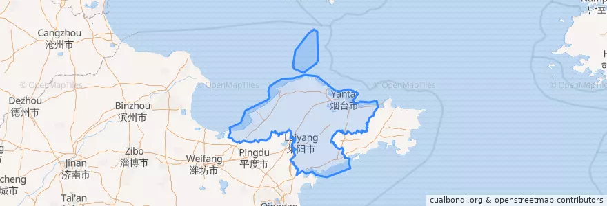 Mapa de ubicacion de 煙台市.