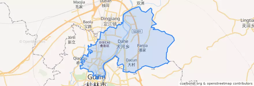 Mapa de ubicacion de 叠彩区.