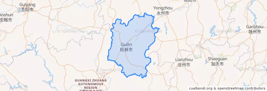 Mapa de ubicacion de Guilin.