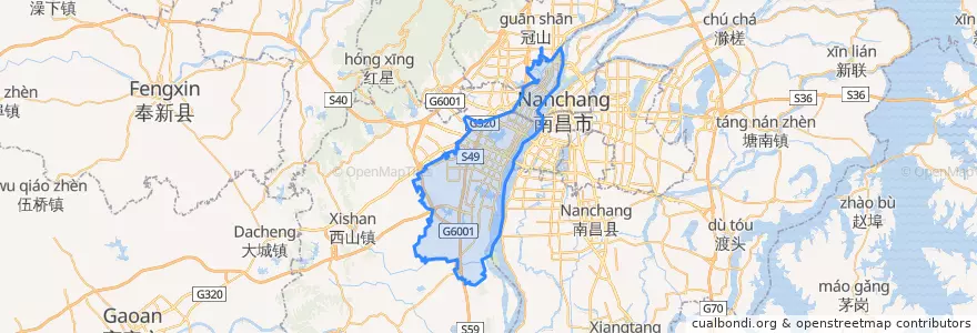 Mapa de ubicacion de 红谷滩区.