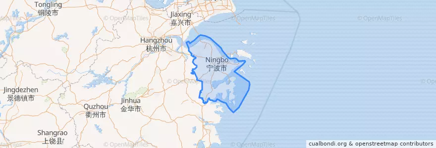 Mapa de ubicacion de Ningbó.