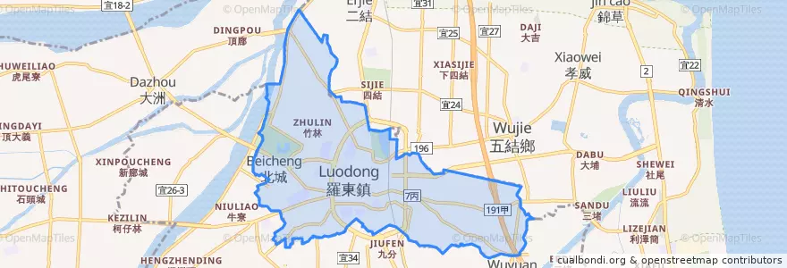 Mapa de ubicacion de Luodong.