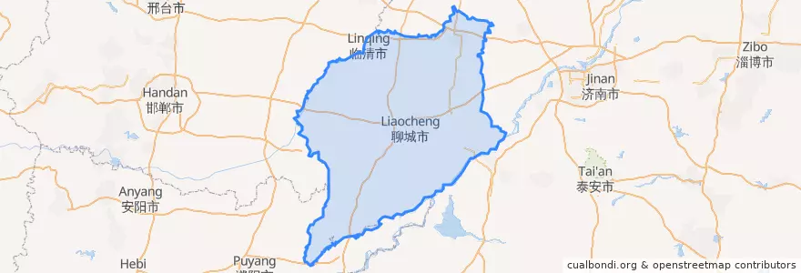 Mapa de ubicacion de Liaocheng City.