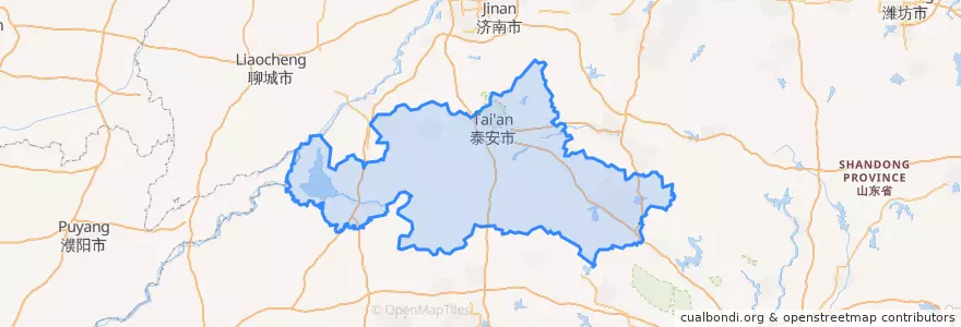 Mapa de ubicacion de Tai'an City.