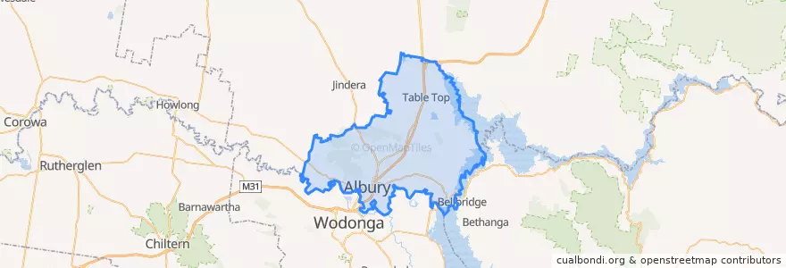 Mapa de ubicacion de Albury City Council.