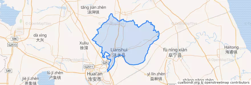 Mapa de ubicacion de 涟水县 (Lianshui).