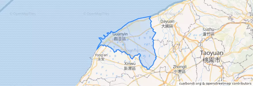 Mapa de ubicacion de Guanyin District.