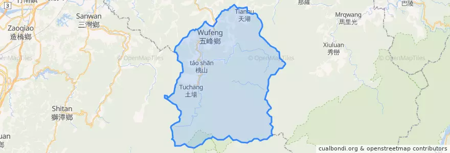 Mapa de ubicacion de 우펑 향.