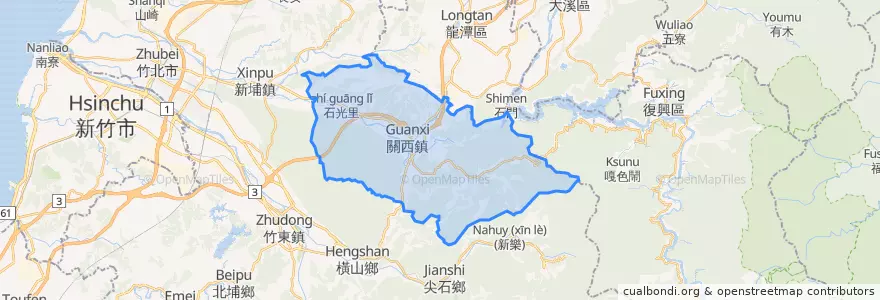 Mapa de ubicacion de 關西鎮.