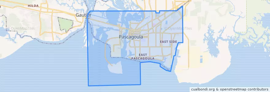 Mapa de ubicacion de Pascagoula.