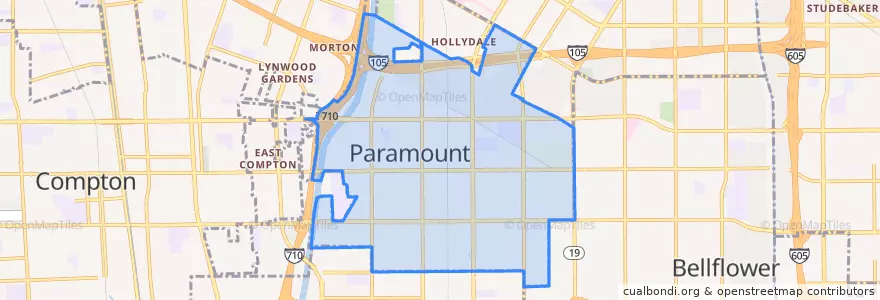 Mapa de ubicacion de Paramount.