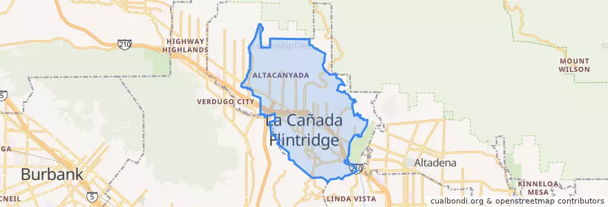 Mapa de ubicacion de La Cañada Flintridge.
