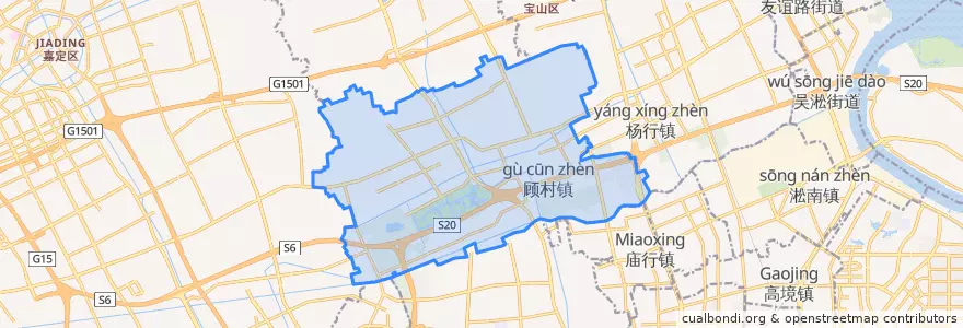 Mapa de ubicacion de 顾村镇.