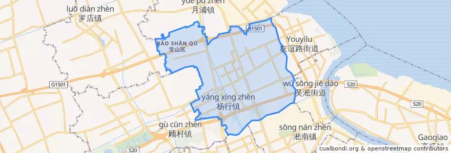Mapa de ubicacion de 杨行镇.