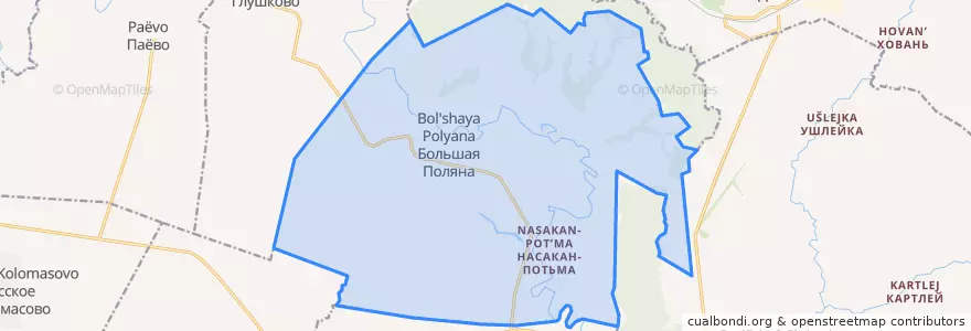 Mapa de ubicacion de Большеполянское сельское поселение.
