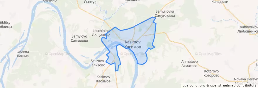 Mapa de ubicacion de Kasimov.