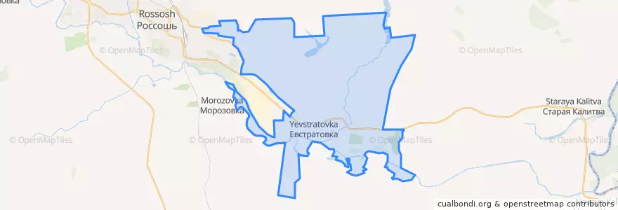 Mapa de ubicacion de Евстратовское сельское поселение.