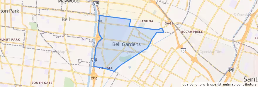 Mapa de ubicacion de Bell Gardens.
