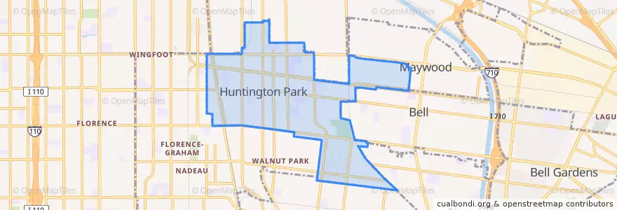 Mapa de ubicacion de Huntington Park.