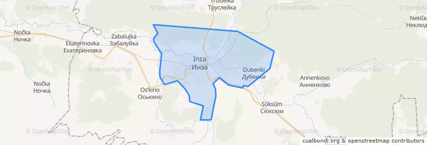 Mapa de ubicacion de Инзенское городское поселение.