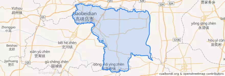 Mapa de ubicacion de Gaobeidian City.