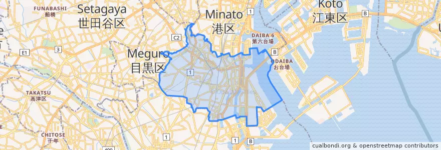 Mapa de ubicacion de Shinagawa.