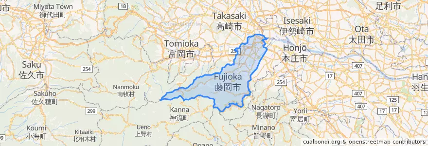 Mapa de ubicacion de 藤岡市.