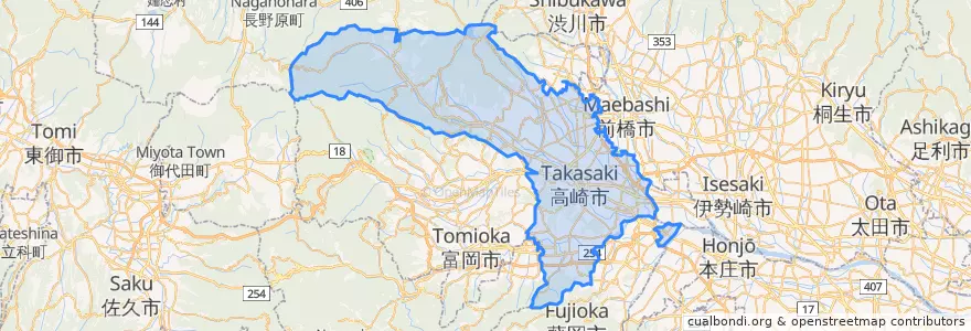 Mapa de ubicacion de Takasaki.