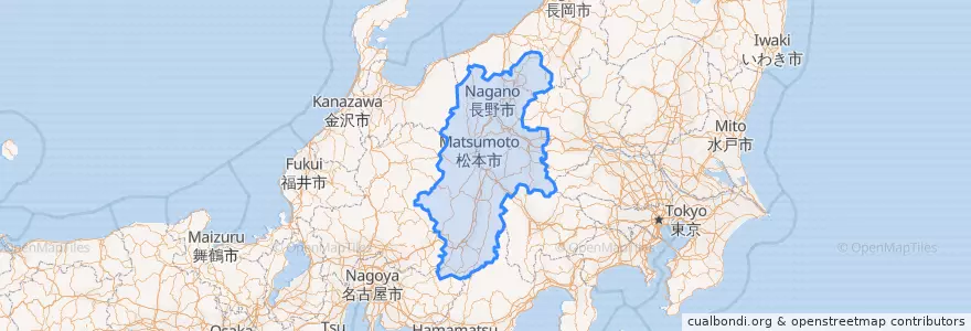Mapa de ubicacion de 長野県.
