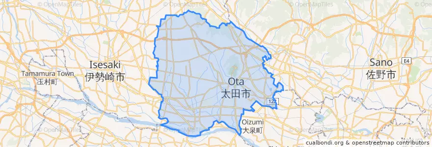 Mapa de ubicacion de 太田市.