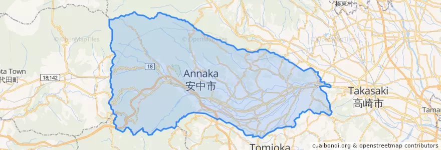 Mapa de ubicacion de 安中市.