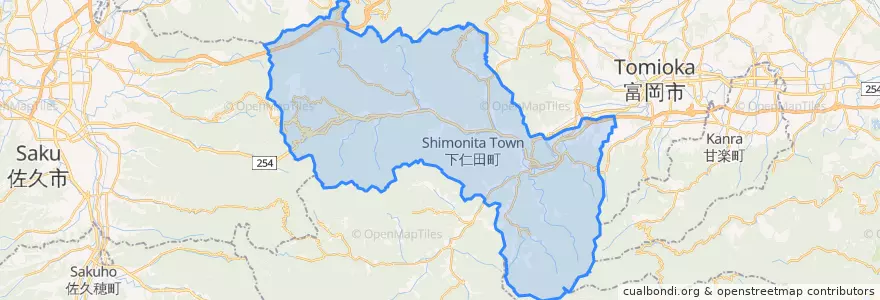 Mapa de ubicacion de Shimonita Town.