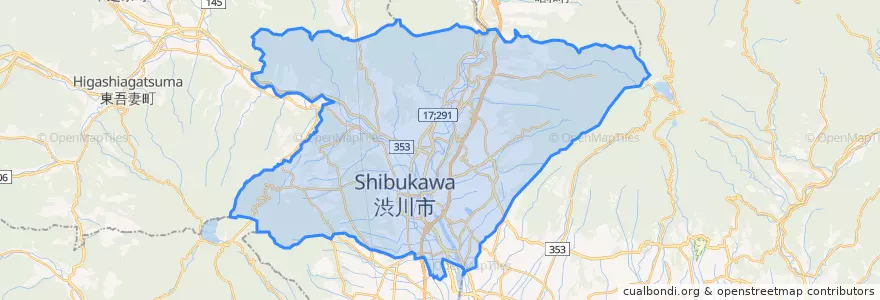 Mapa de ubicacion de 渋川市.