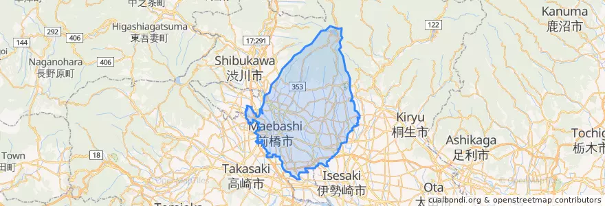 Mapa de ubicacion de 마에바시.
