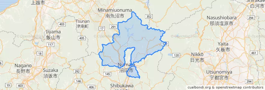 Mapa de ubicacion de 利根郡.