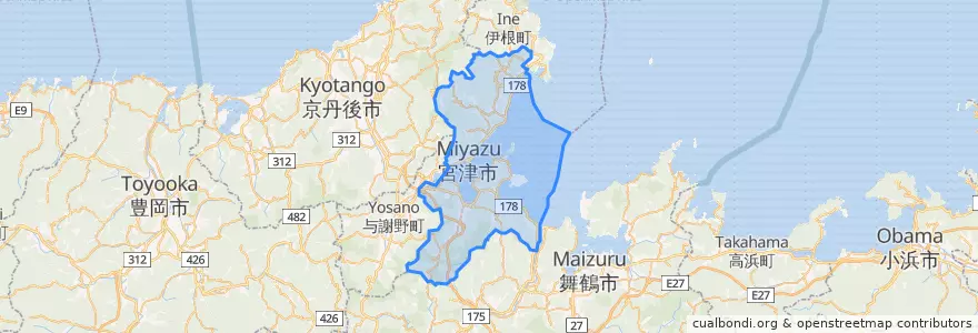 Mapa de ubicacion de 宮津市.