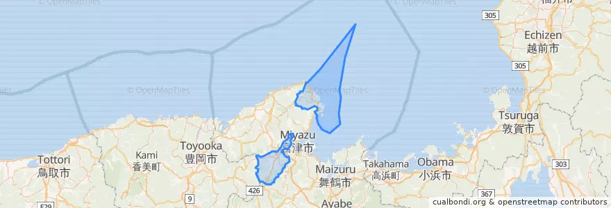 Mapa de ubicacion de 与謝郡.
