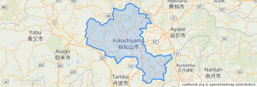 Mapa de ubicacion de Fukuchiyama.