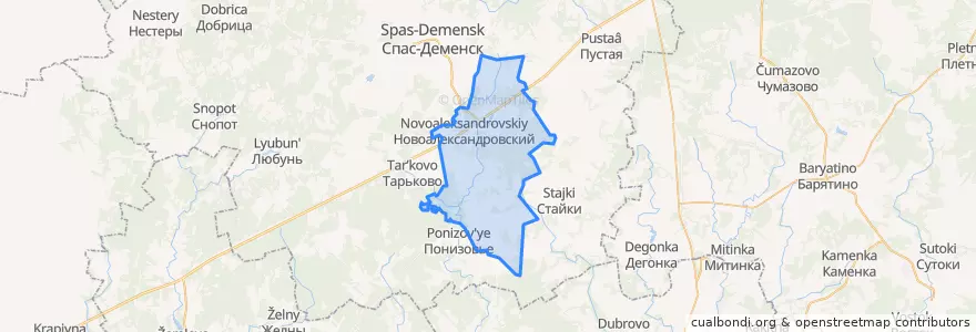 Mapa de ubicacion de сельское поселение Хутор Новоалександровский.